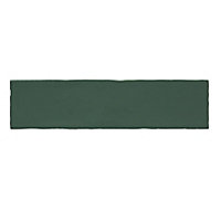 Vernisse Rectangular Green Gloss Plain Ceramic Wall Tile Sample