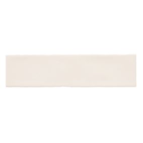 Vernisse Rectangular Off white Gloss Plain Ceramic Wall Tile Sample