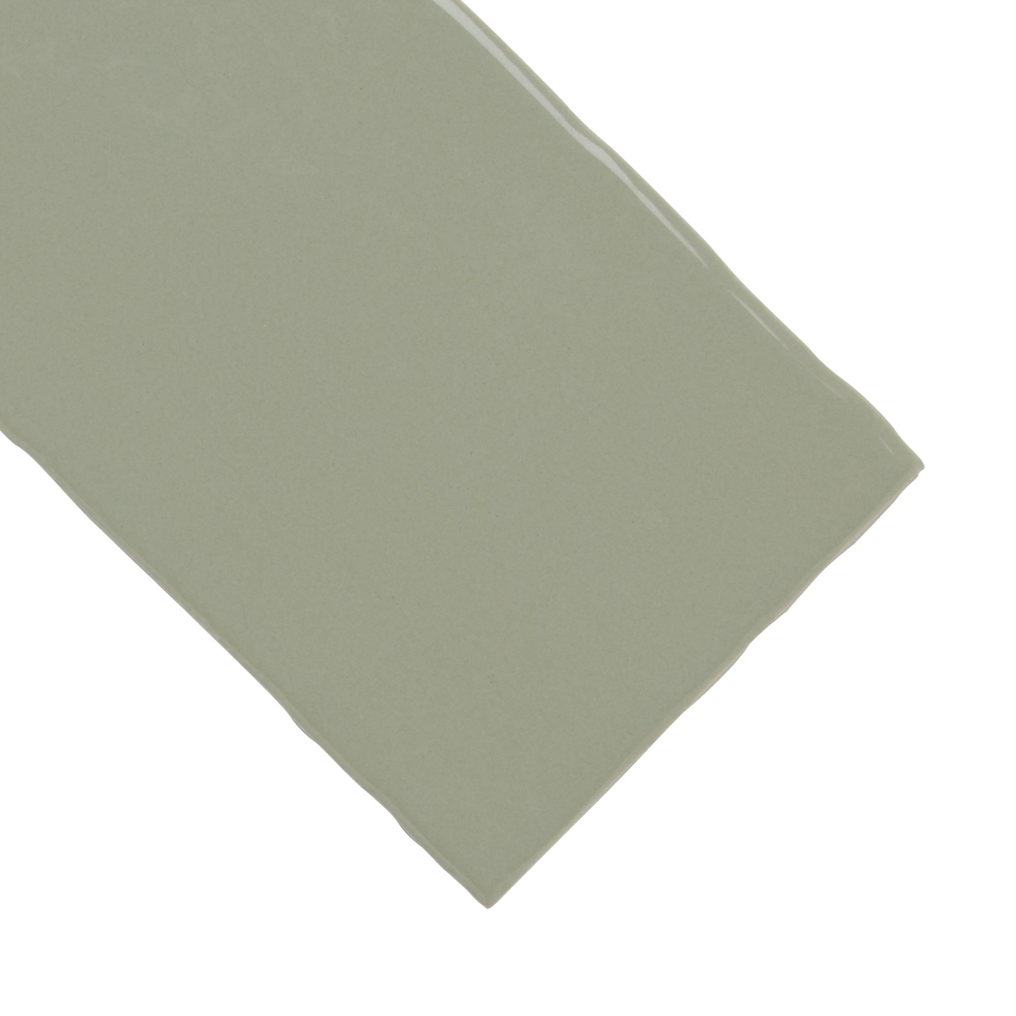 Vernisse Sage green Gloss Plain Ceramic Indoor Wall Tile, Pack of 80, (L)150mm (W)75.4mm
