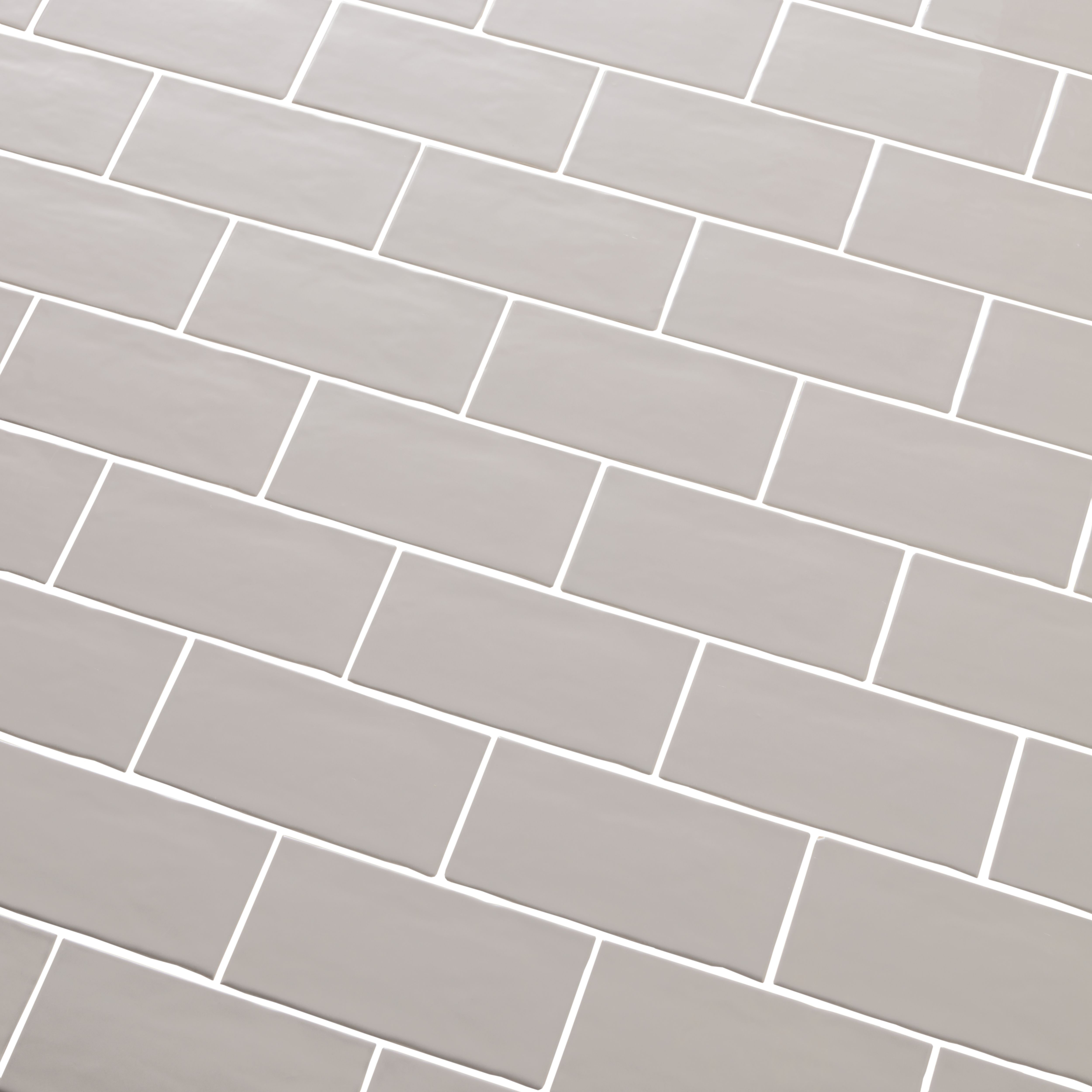 Vernisse Silver grey Gloss Plain Ceramic Indoor Wall tile - 5