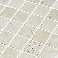 Verono Beige Matt Mosaic Travertine Mosaic tile, (L)300mm (W)300mm