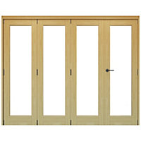 Vertical 0 panel 1 Lite Plain Clear Glazed Shaker Unfinished White oak effect Timber White oak veneer Folding Internal Folding Door set, (H)2060mm (W)2209mm