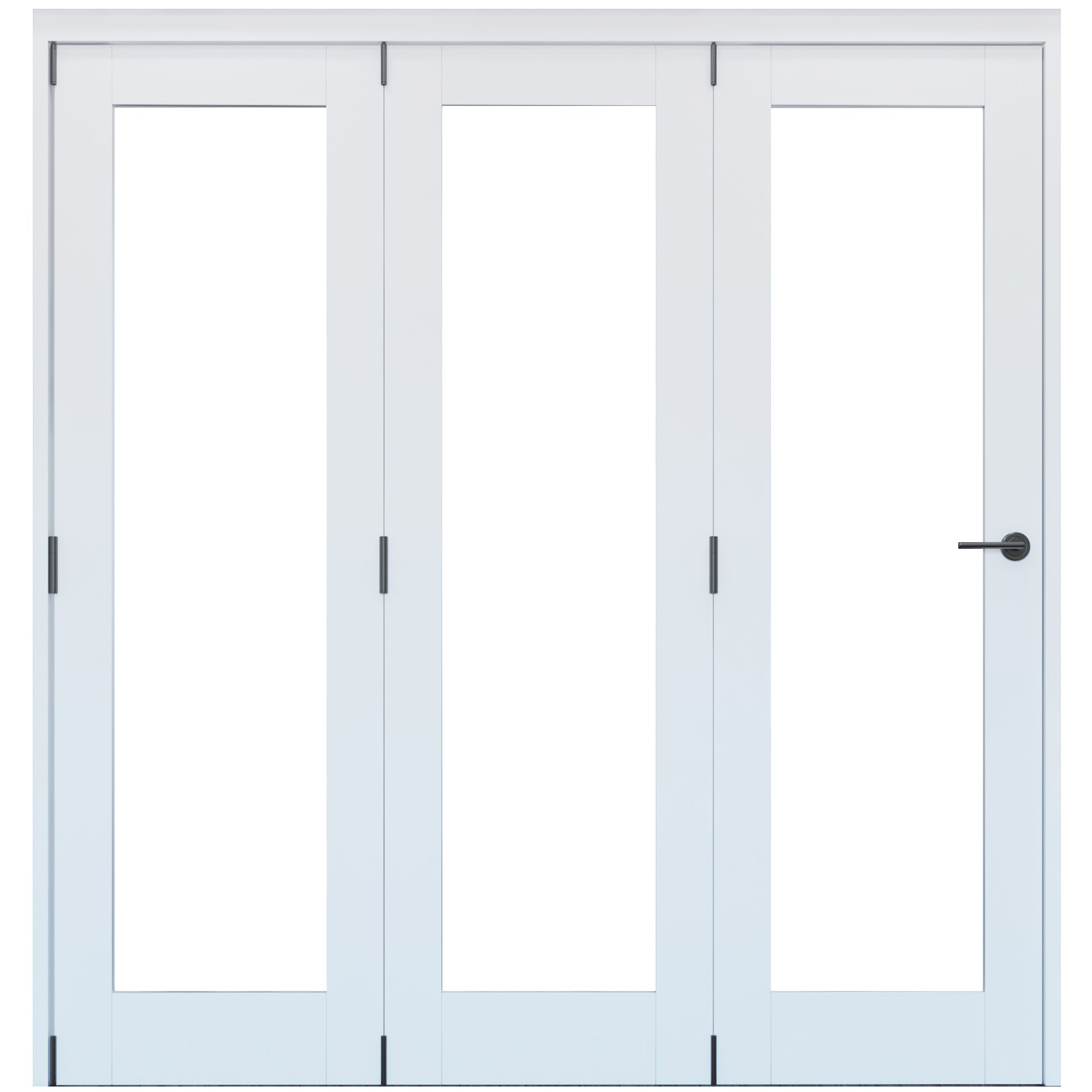 Vertical 0 panel 1 Lite Plain Clear Glazed Shaker Unfinished White Softwood Folding Internal Folding Door set, (H)2060mm (W)1673mm