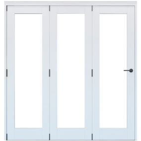 Vertical 0 panel 1 Lite Plain Clear Glazed Shaker Unfinished White Softwood Folding Internal Folding Door set, (H)2060mm (W)1673mm