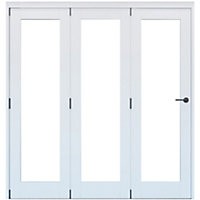 Vertical 0 panel 1 Lite Plain Clear Glazed Shaker Unfinished White Softwood Folding Internal Folding Door set, (H)2060mm (W)1793mm