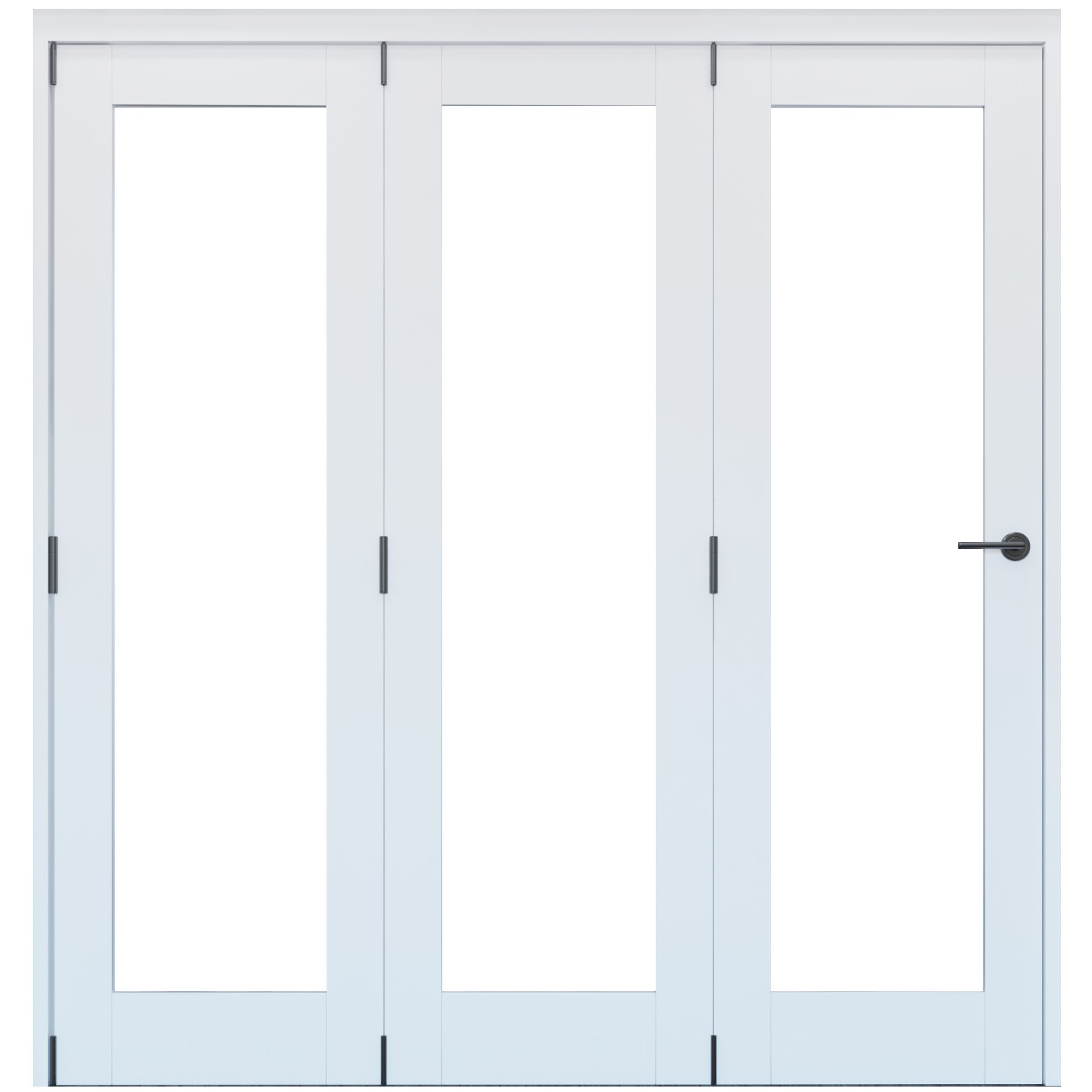 Vertical 0 panel 1 Lite Plain Clear Glazed Shaker Unfinished White Softwood Folding Internal Folding Door set, (H)2060mm (W)1793mm