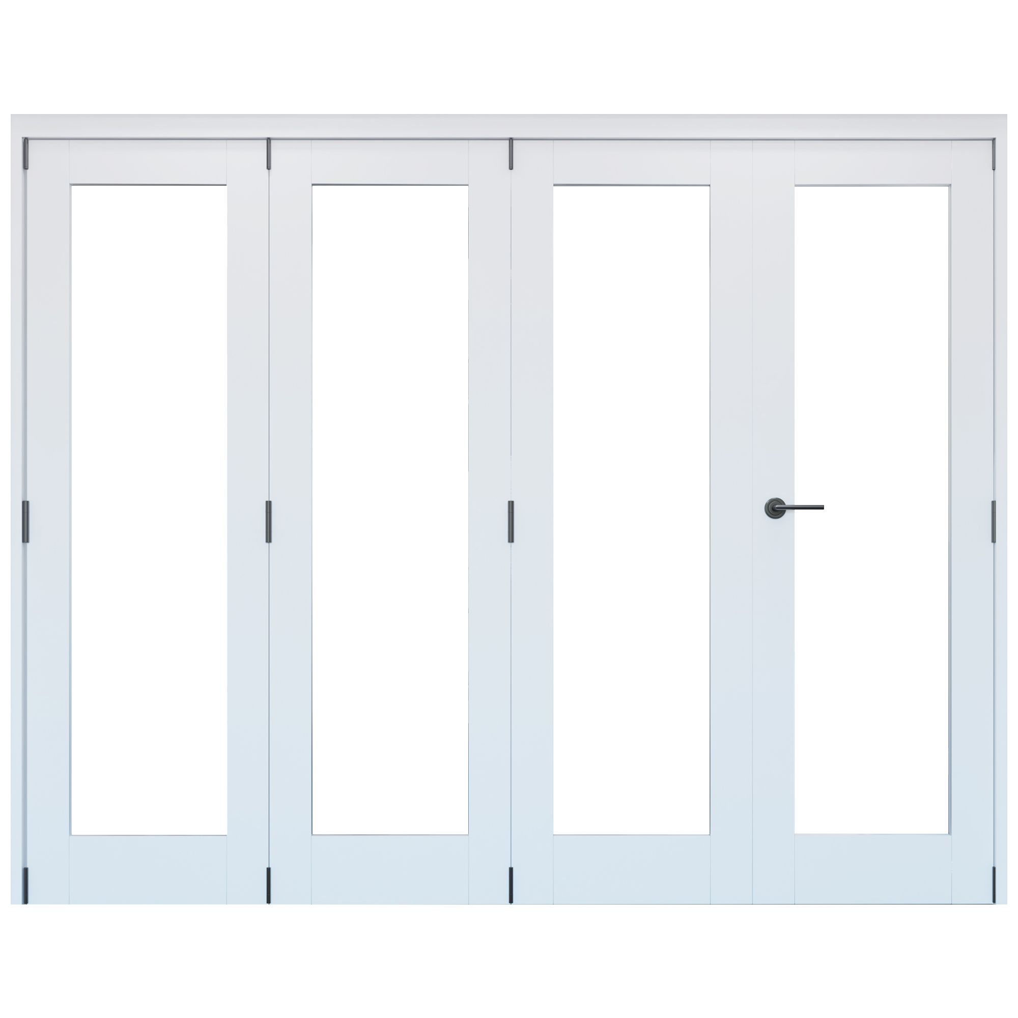 Vertical 0 panel 1 Lite Plain Clear Glazed Shaker Unfinished White Softwood Folding Internal Folding Door set, (H)2060mm (W)2369mm