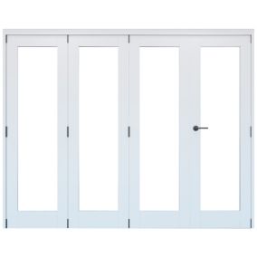 Vertical 0 panel 1 Lite Plain Clear Glazed Shaker Unfinished White Softwood Folding Internal Folding Door set, (H)2060mm (W)2369mm