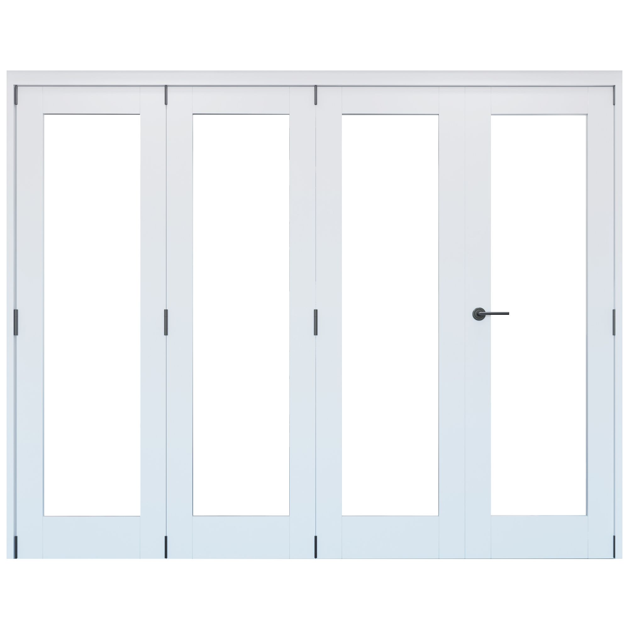 Vertical 0 panel 1 Lite Plain Clear Glazed Shaker Unfinished White Softwood Internal Folding Door set, (H)2060mm (W)2209mm