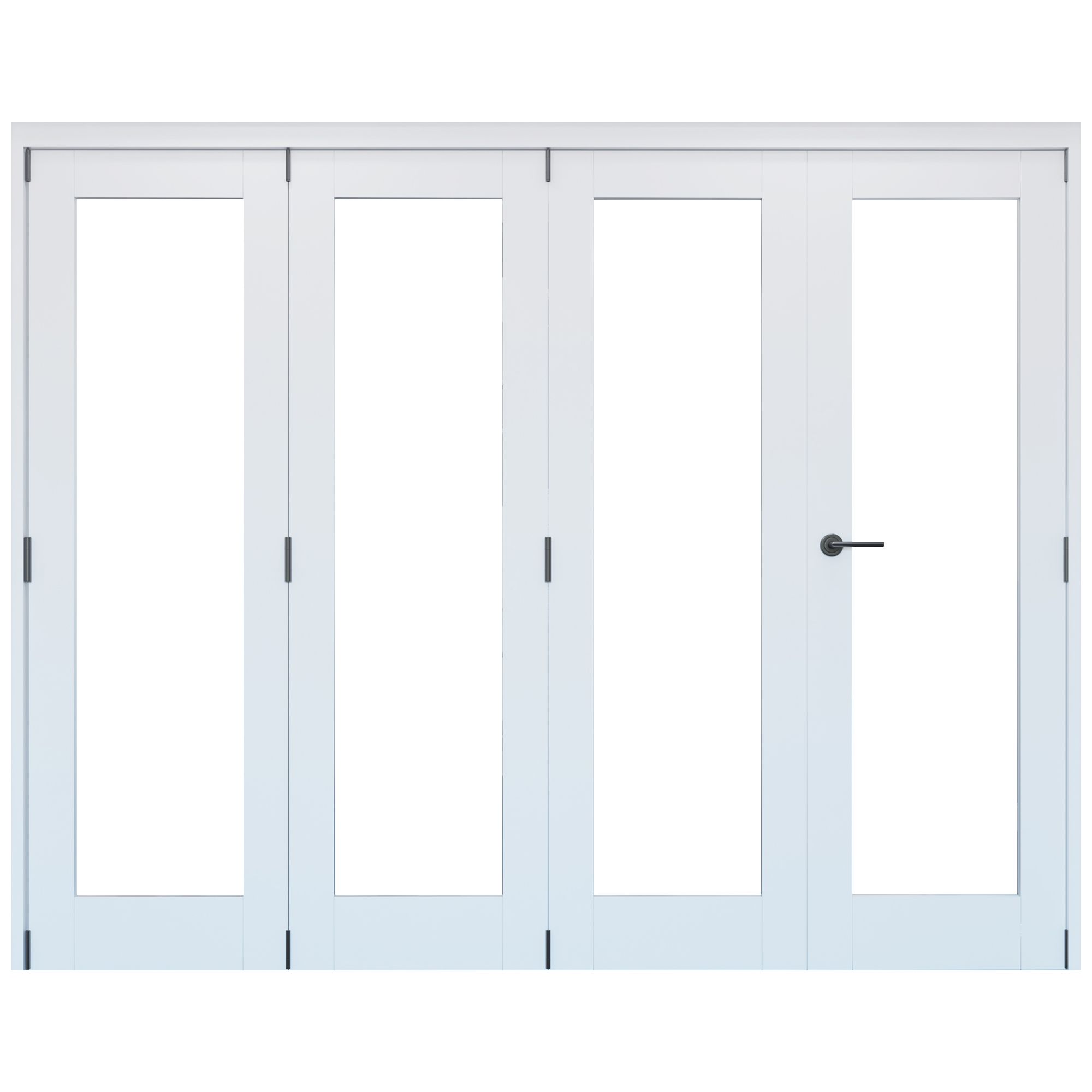 Vertical 0 panel 1 Lite Plain Clear Glazed Shaker Unfinished White Softwood Internal Folding Door set, (H)2060mm (W)2209mm