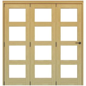 Vertical 0 panel 4 Lite Plain Clear Glazed Shaker Unfinished White oak effect Timber White oak veneer Folding Internal Folding Door set, (H)2060mm (W)1793mm