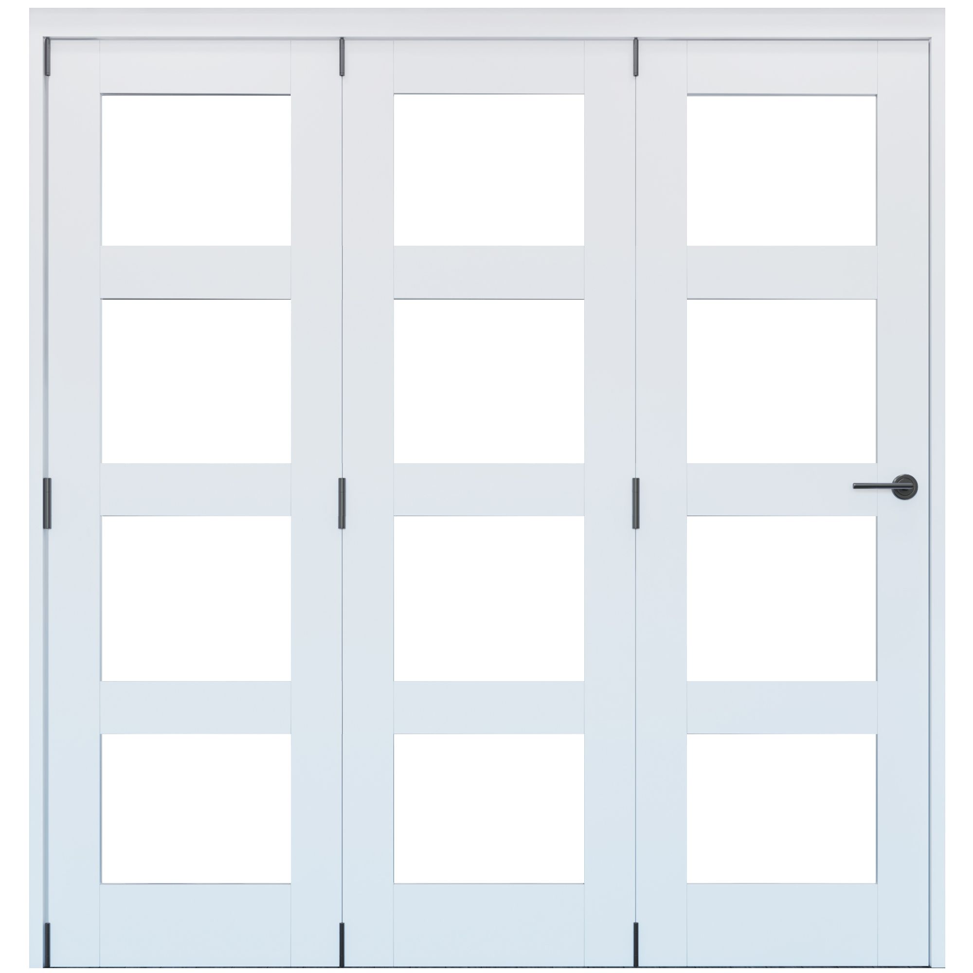 Vertical 0 panel 4 Lite Plain Clear Glazed Shaker Unfinished White Softwood Folding Internal Folding Door set, (H)2060mm (W)1793mm