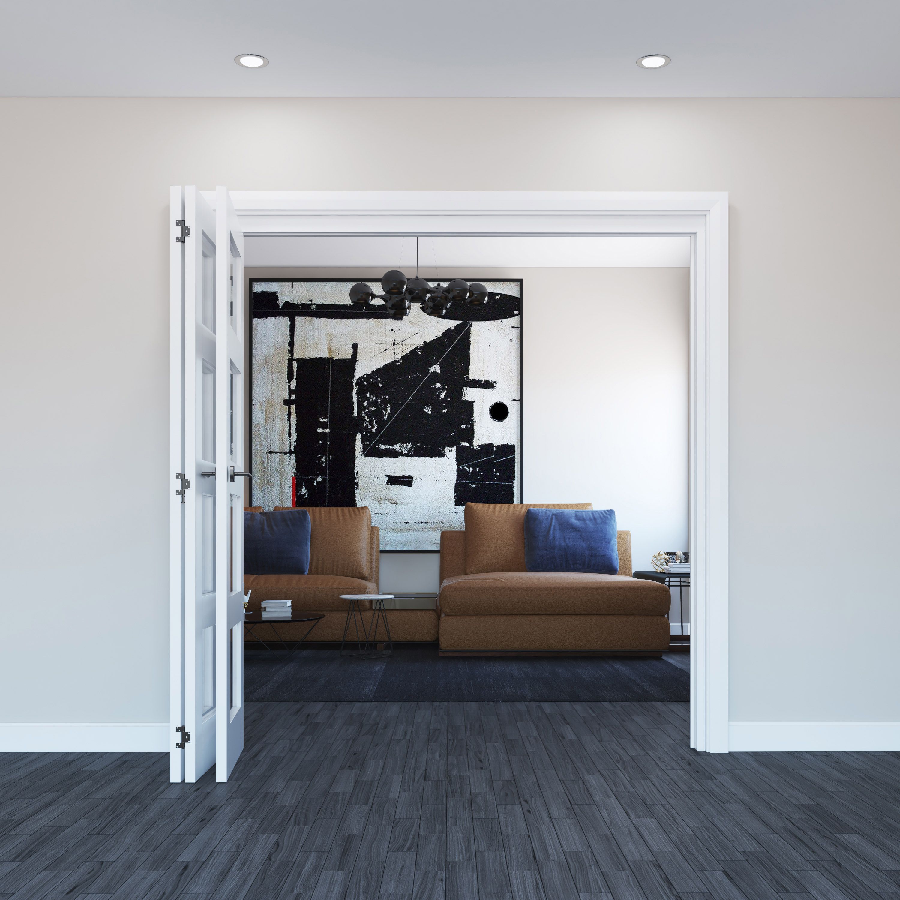 Vertical 0 panel 4 Lite Plain Clear Glazed Shaker Unfinished White Softwood Internal Folding Door set, (H)2060mm (W)1673mm