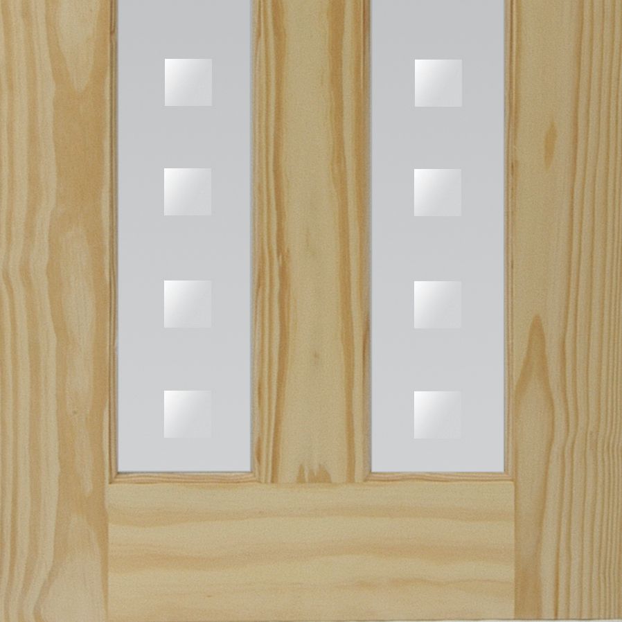 Vertical 2 panel Screen-printed Glazed Contemporary Pine veneer Internal Clear pine Door, (H)1981mm (W)686mm (T)35mm