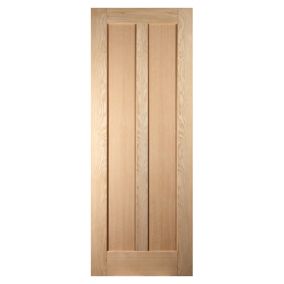 Vertical 2 panel Unglazed Oak veneer Internal Door, (H)1981mm (W)686mm (T)35mm