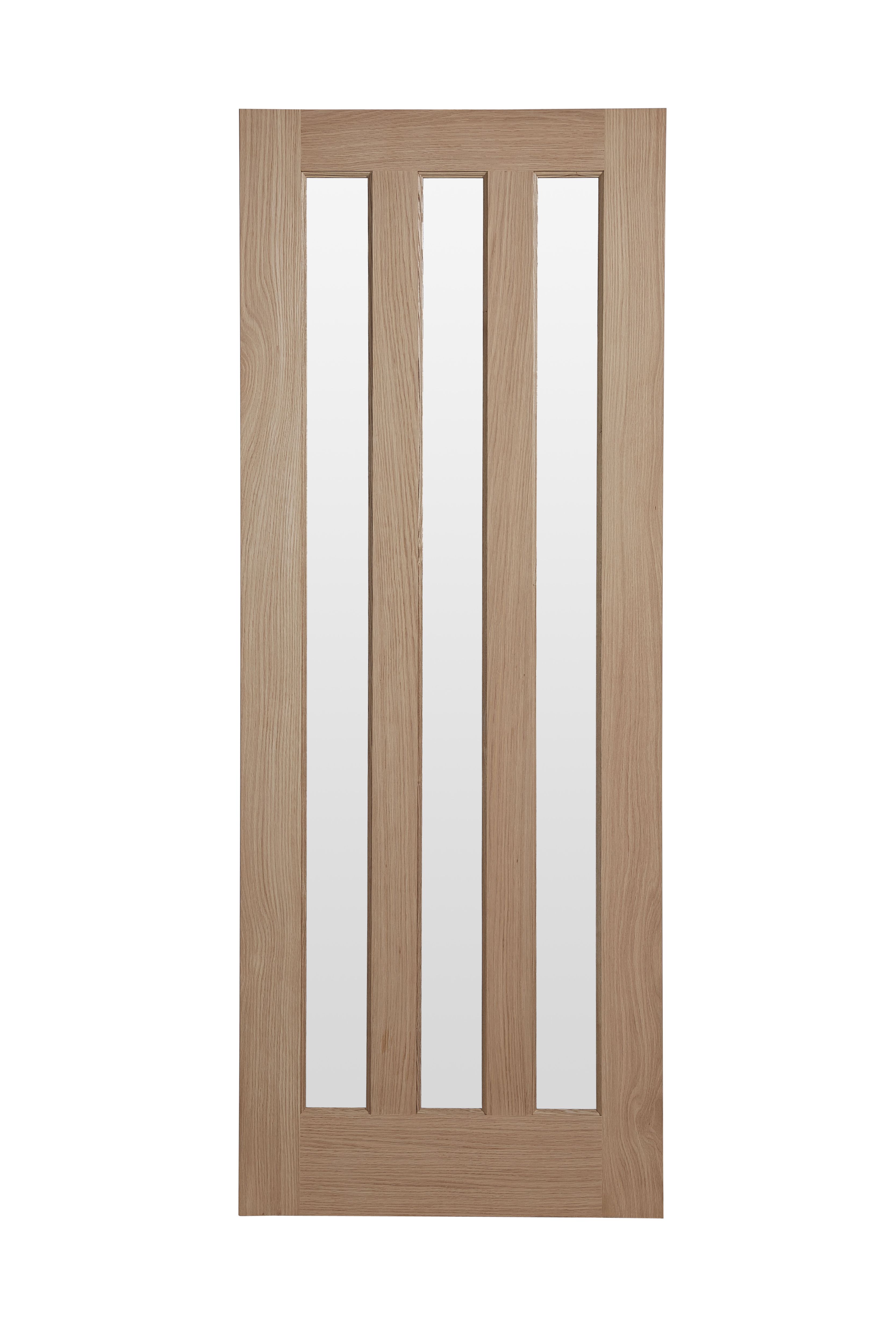 Vertical, 3 Lite 3 panel Obscure Glazed Contemporary White oak veneer Internal Door, (H)1981mm (W)686mm (T)35mm