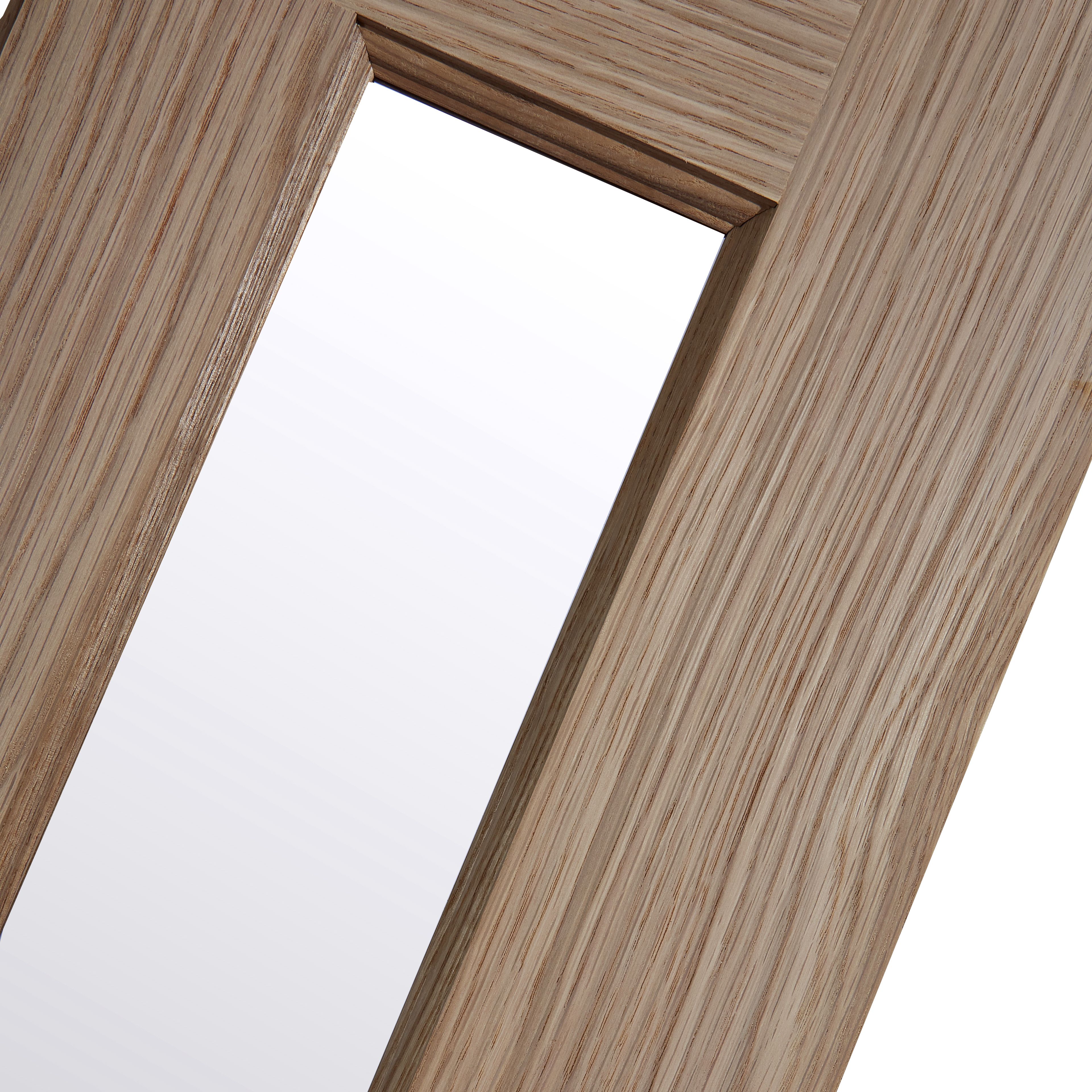 Vertical, 3 Lite 3 panel Obscure Glazed Contemporary White oak veneer Internal Door, (H)1981mm (W)686mm (T)35mm