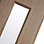 Vertical 3 panel Frosted Glazed Oak veneer Internal Door, (H)1981mm (W)838mm (T)35mm