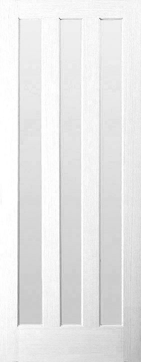 Vertical 3 Panel Glazed Primed White LH & RH Internal Door, (H)1981mm ...