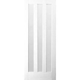 Vertical 3 panel Glazed Primed White LH & RH Internal Door, (H)1981mm (W)762mm