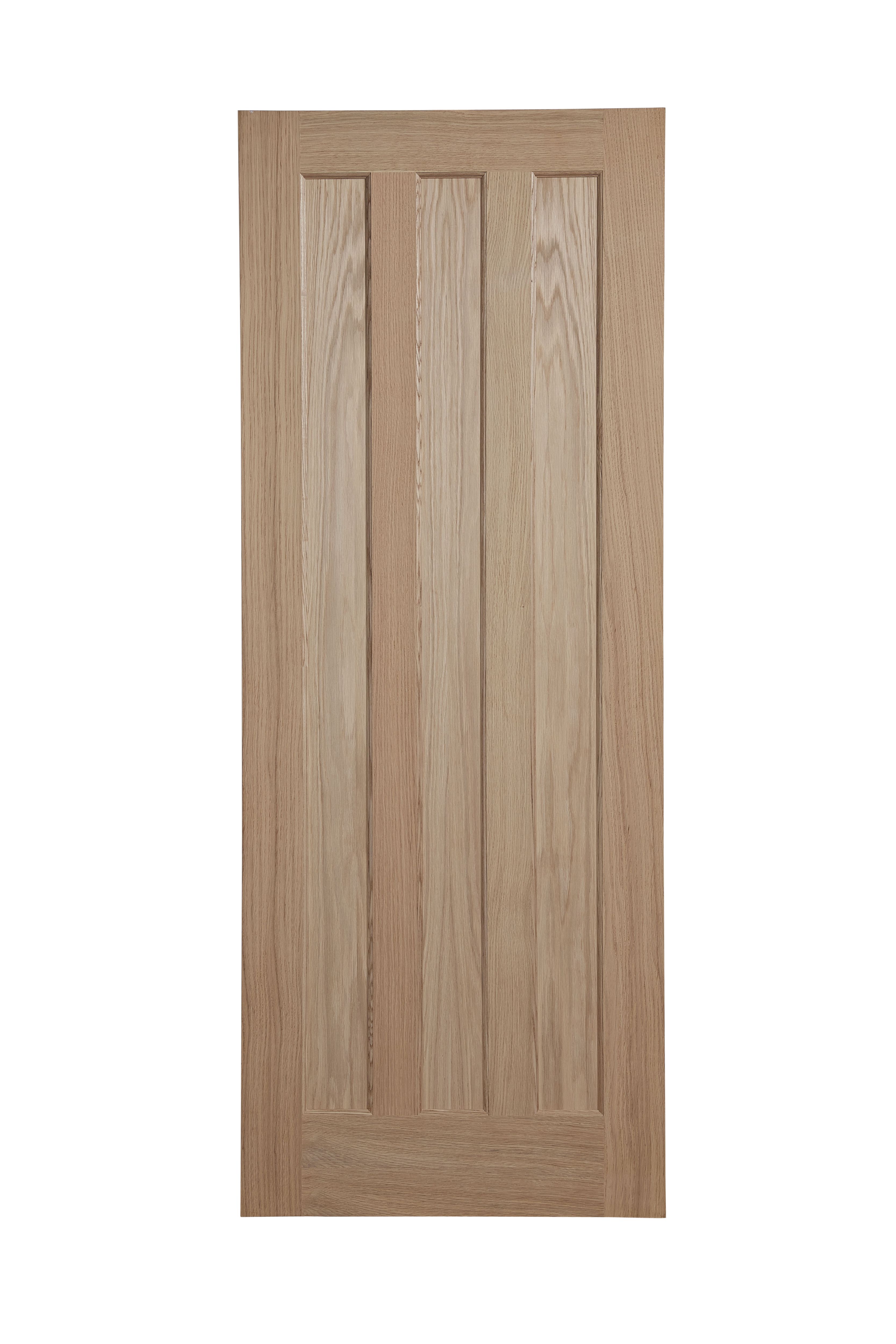 Vertical 3 panel Unglazed Contemporary White oak veneer Internal Door, (H)1981mm (W)610mm (T)35mm