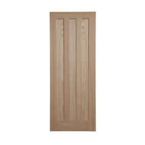 Vertical 3 panel Unglazed Contemporary White oak veneer Internal Door, (H)1981mm (W)610mm (T)35mm