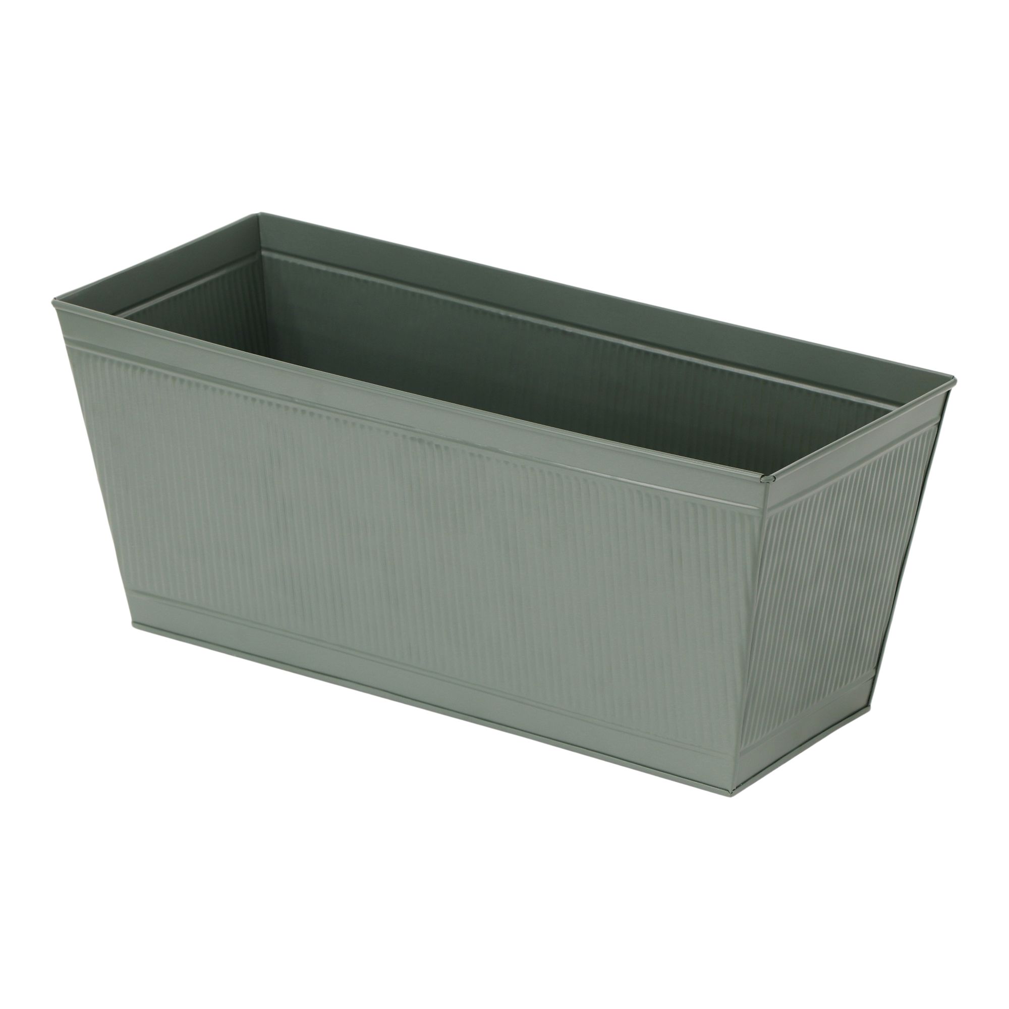 Verve 6L Green Metal Rectangular Planter (H)22cm (D)20cm