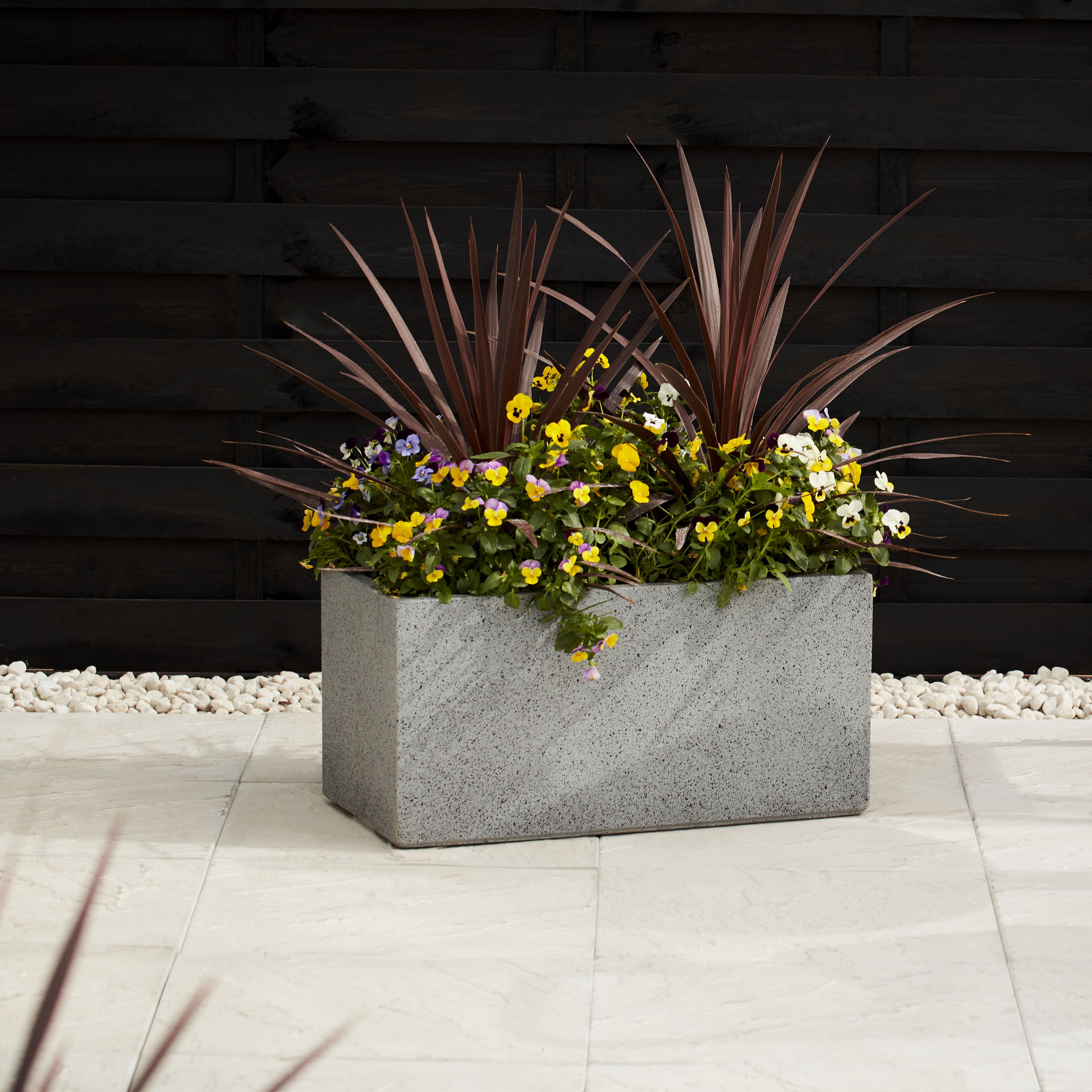 Verve Abava Grey terrazzo Rectangular Planter (H)30cm (W)29cm