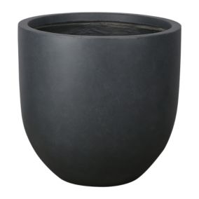 Verve Ammer Dark grey Fibreclay Round Plant pot (Dia)42cm
