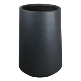 Verve Ammer Dark grey Fibreclay Tall Round Plant pot (Dia)28cm