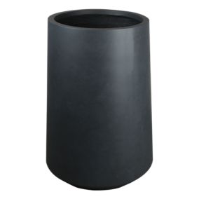 Verve Ammer Matt Dark grey Fibreclay Tall Circular Plant pot (Dia) 28cm, (H)46cm, 20L