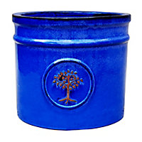 Verve Barcău Blue Ceramic Round Plant pot (Dia)20cm