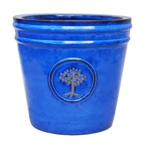 Verve Barcău Blue Ceramic Round Plant pot (Dia)20cm