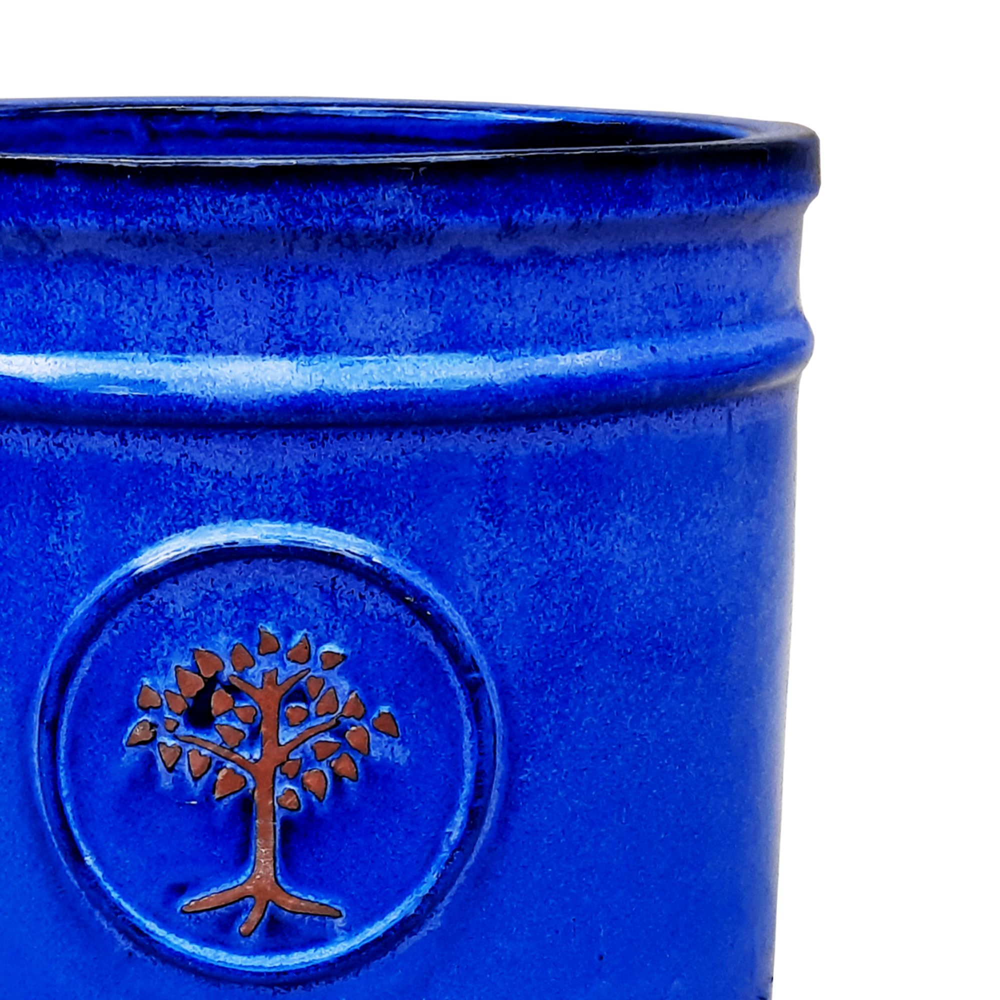Verve Barcău Gloss Blue Ceramic Round Plant pot (Dia) 38cm, (H)34cm, 39L