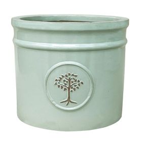 Verve Barcău Gloss Olive Ceramic Circular Plant pot (Dia) 20cm, (H)18.5cm, 6L