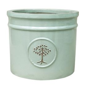 Verve Barcău Gloss Olive Ceramic Circular Plant pot (Dia) 30cm, (H)26cm, 18L