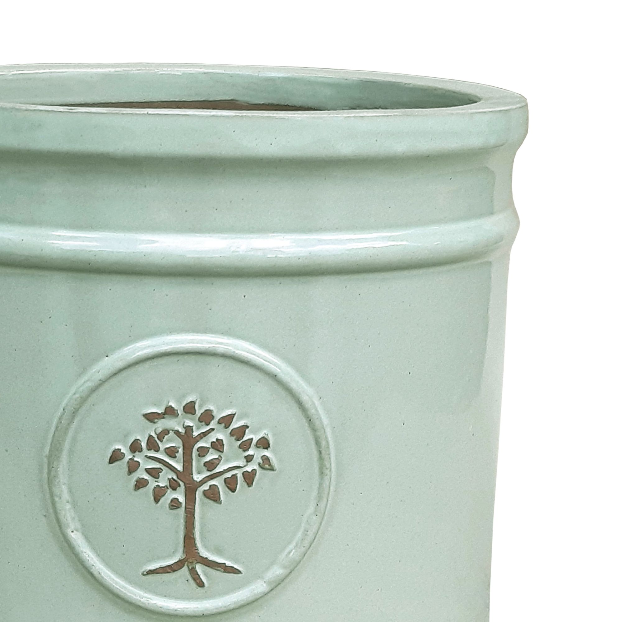 Verve Barcău Gloss Olive Ceramic Circular Plant pot (Dia) 38cm, (H)34cm, 39L