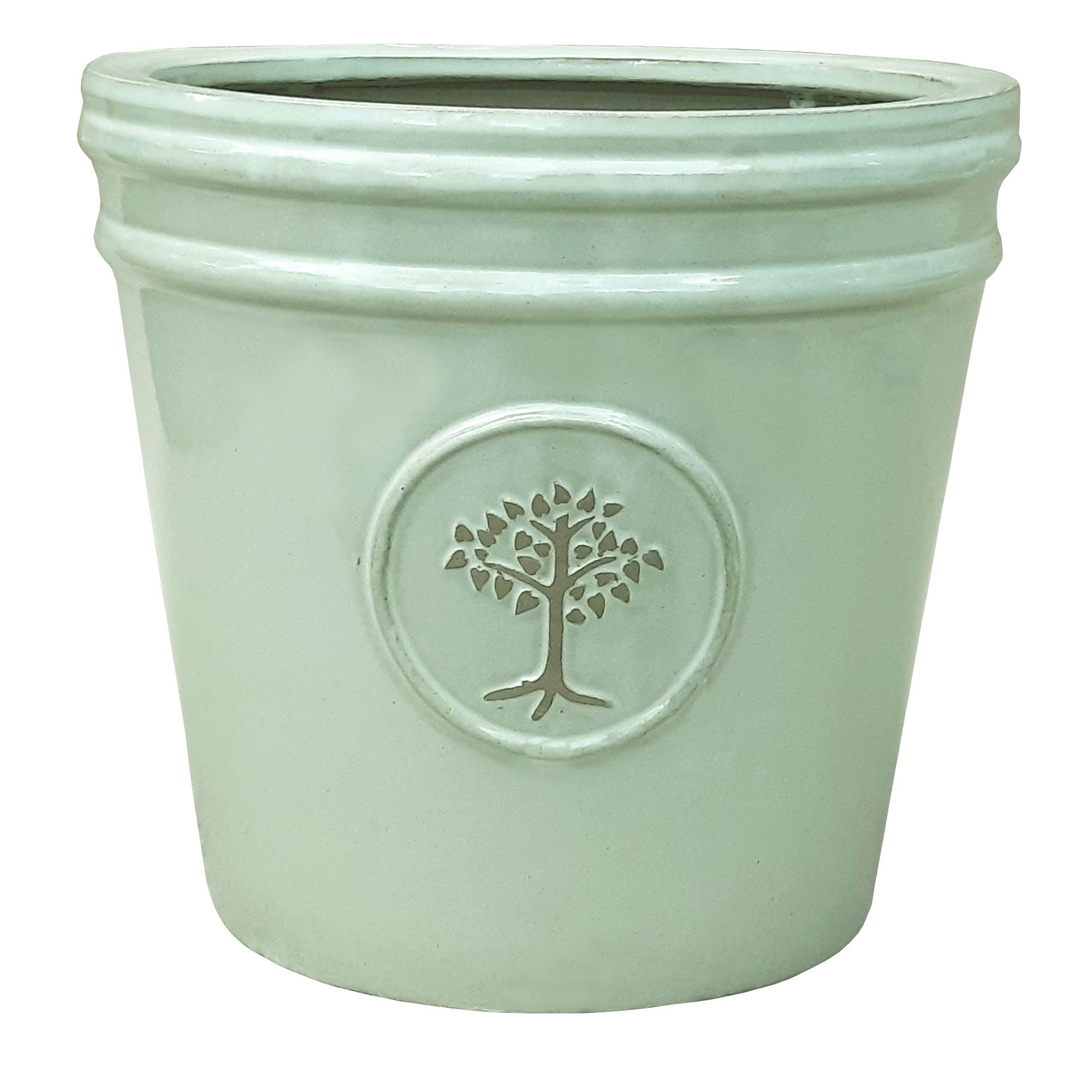 Verve Barcău Gloss Olive Ceramic Circular Plant pot (Dia) 40cm, (H)37cm, 44L