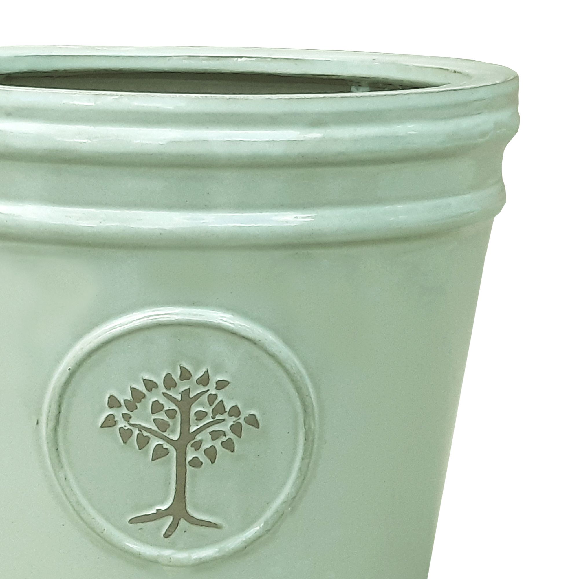 Verve Barcău Olive Ceramic Circular Plant pot (Dia) 40cm, 44L