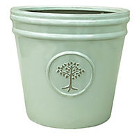 Verve Barcău Olive Ceramic Conical Plant pot (Dia)20cm