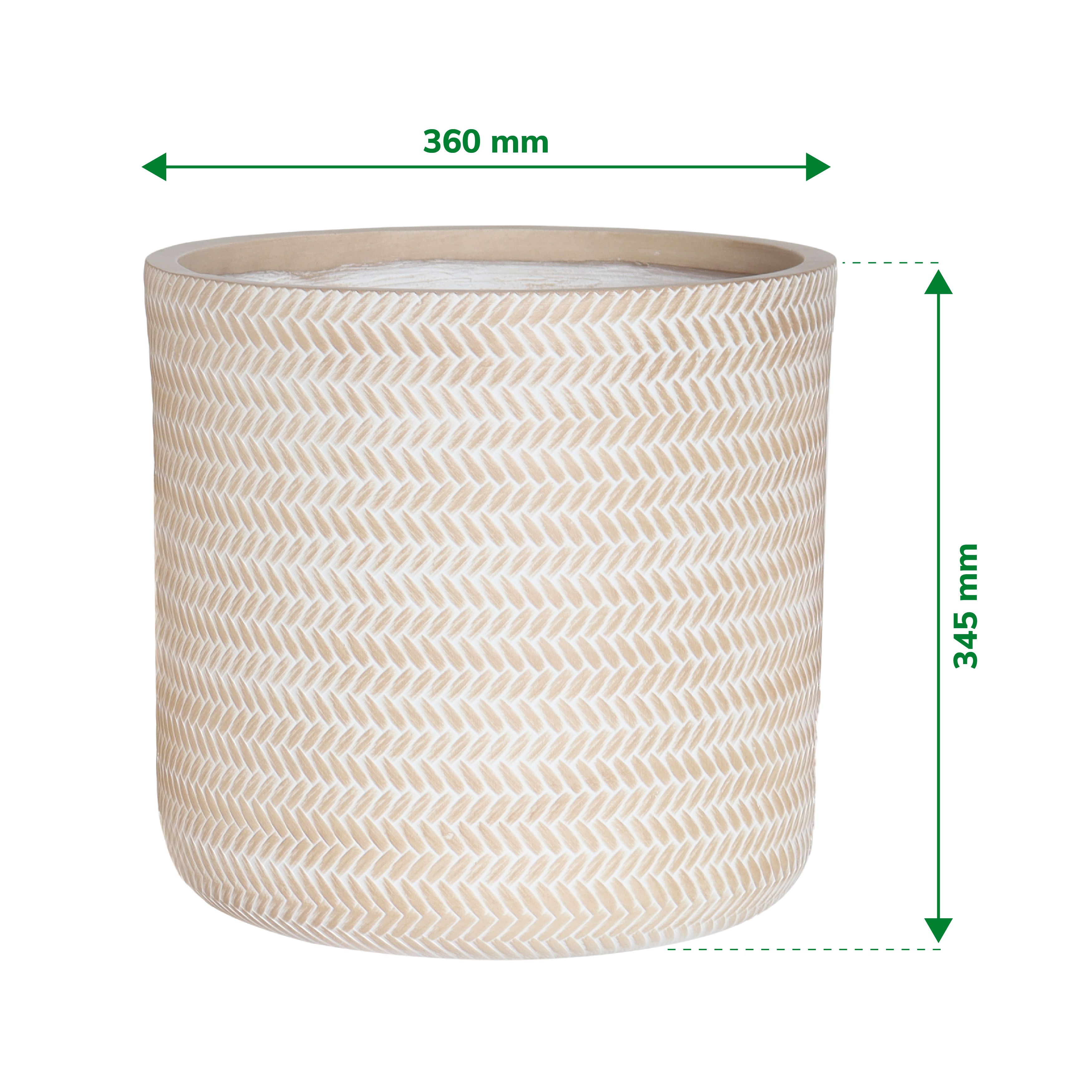 Verve Beige Rattan effect Fibreclay Plant pot (Dia) 36cm, (H)34.5cm