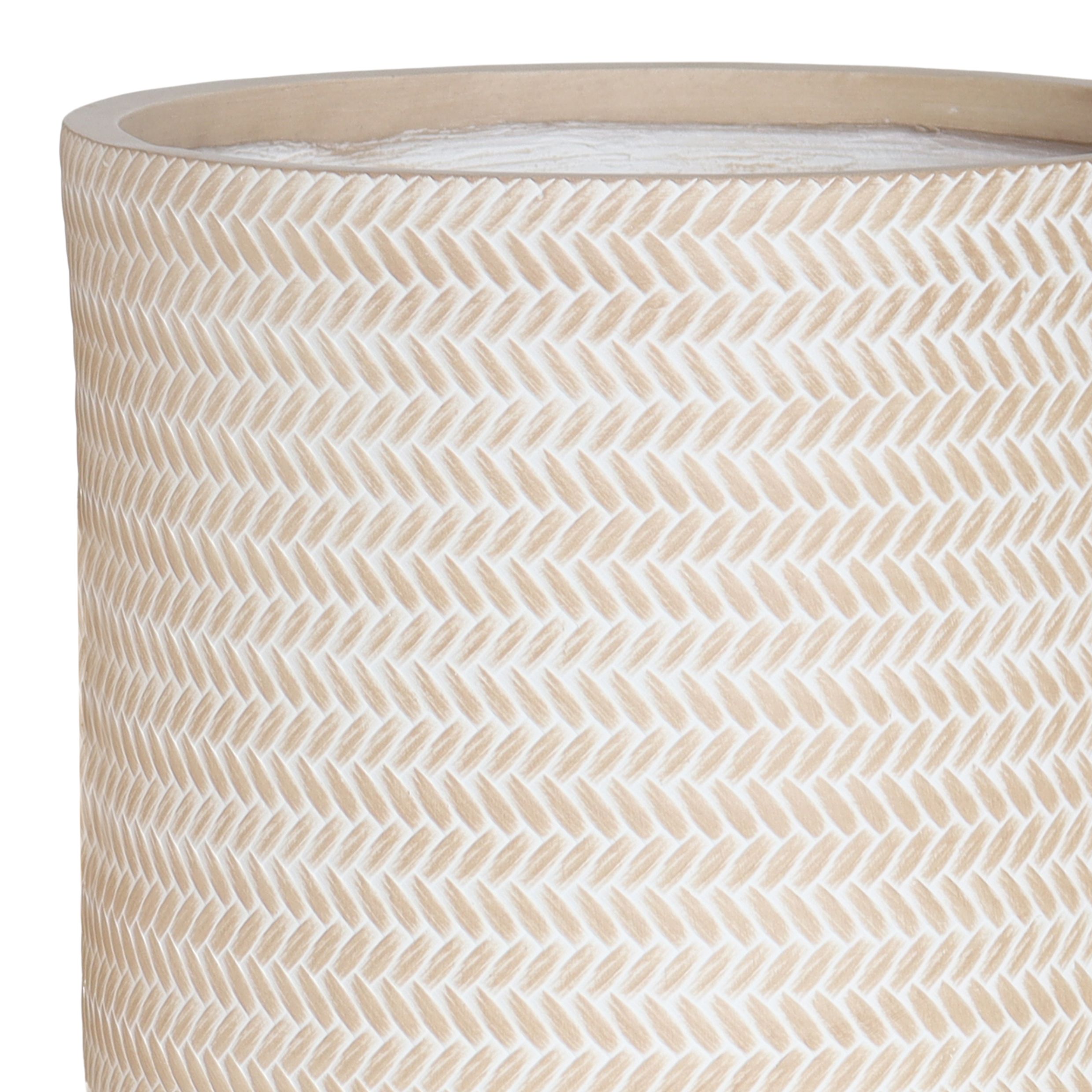 Verve Beige Rattan effect Fibreclay Plant pot (Dia) 36cm, (H)34.5cm