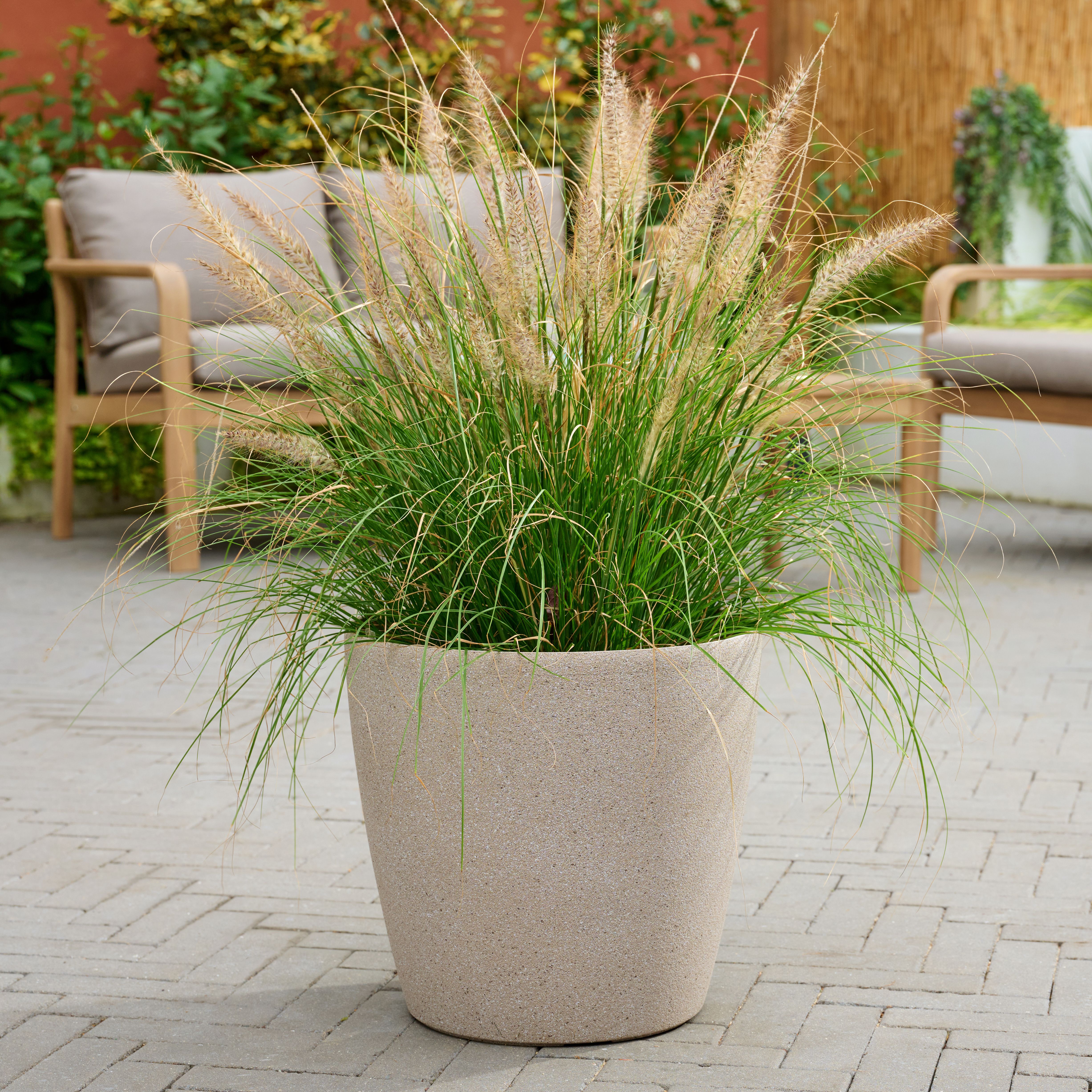 Verve Beige Recycled plastic Plant pot (Dia) 35cm, (H)33cm