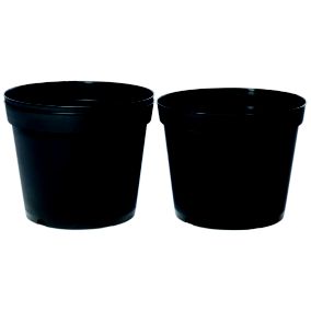 Verve Black Plastic Circular Grow pot (Dia) 23cm, (H)18cm, 5.29L