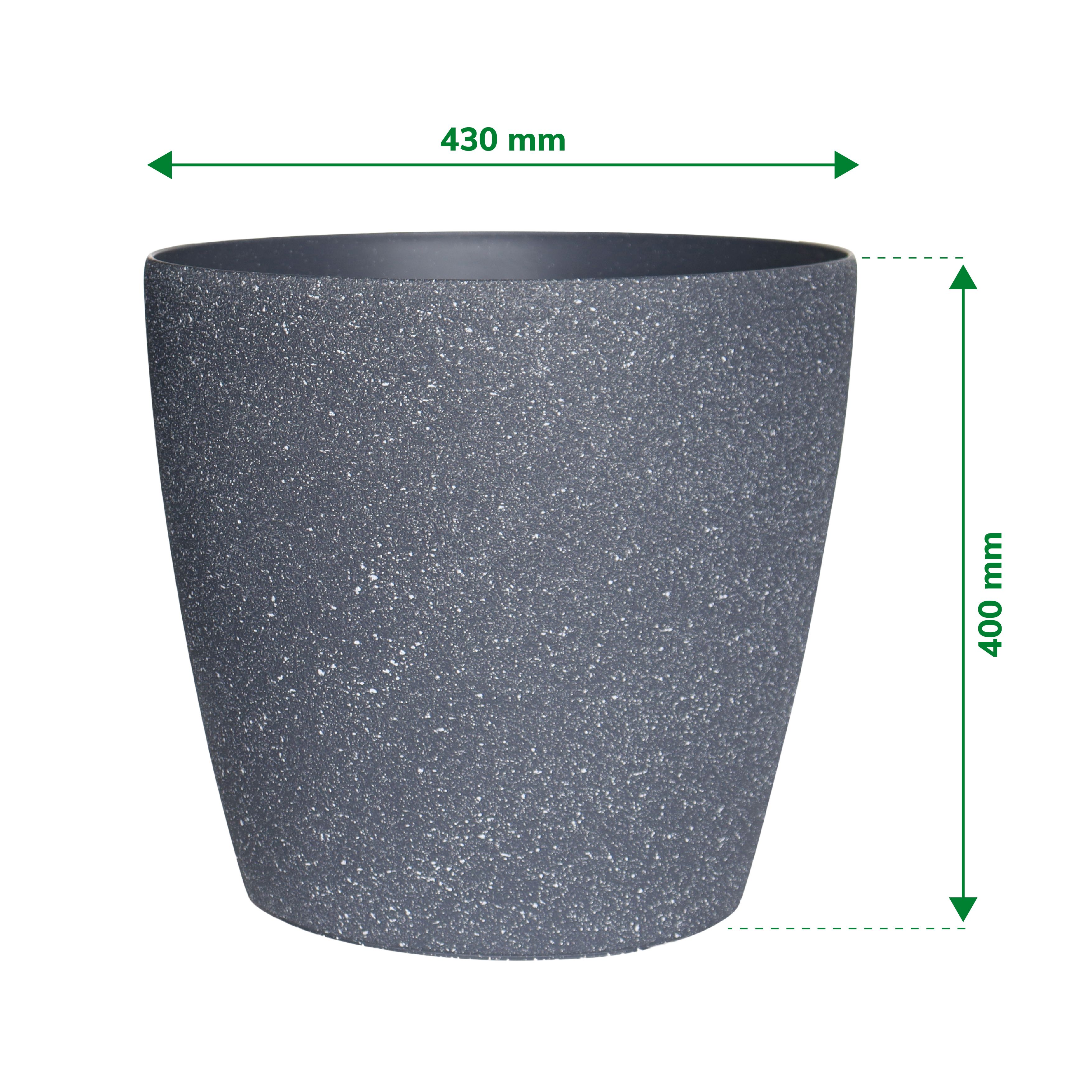 Verve Black Stone effect Recycled plastic Plant pot (Dia) 43cm, (H)40cm
