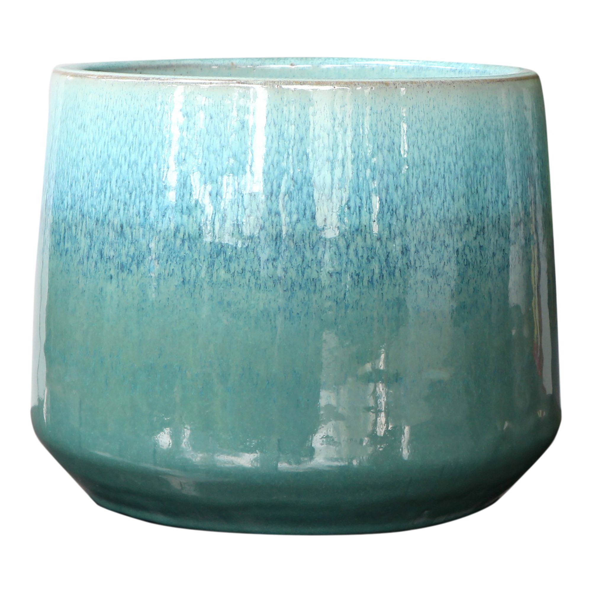 Verve Blue Ombre Blue Ceramic Glazed Plant pot (Dia) 24cm, (H)20cm