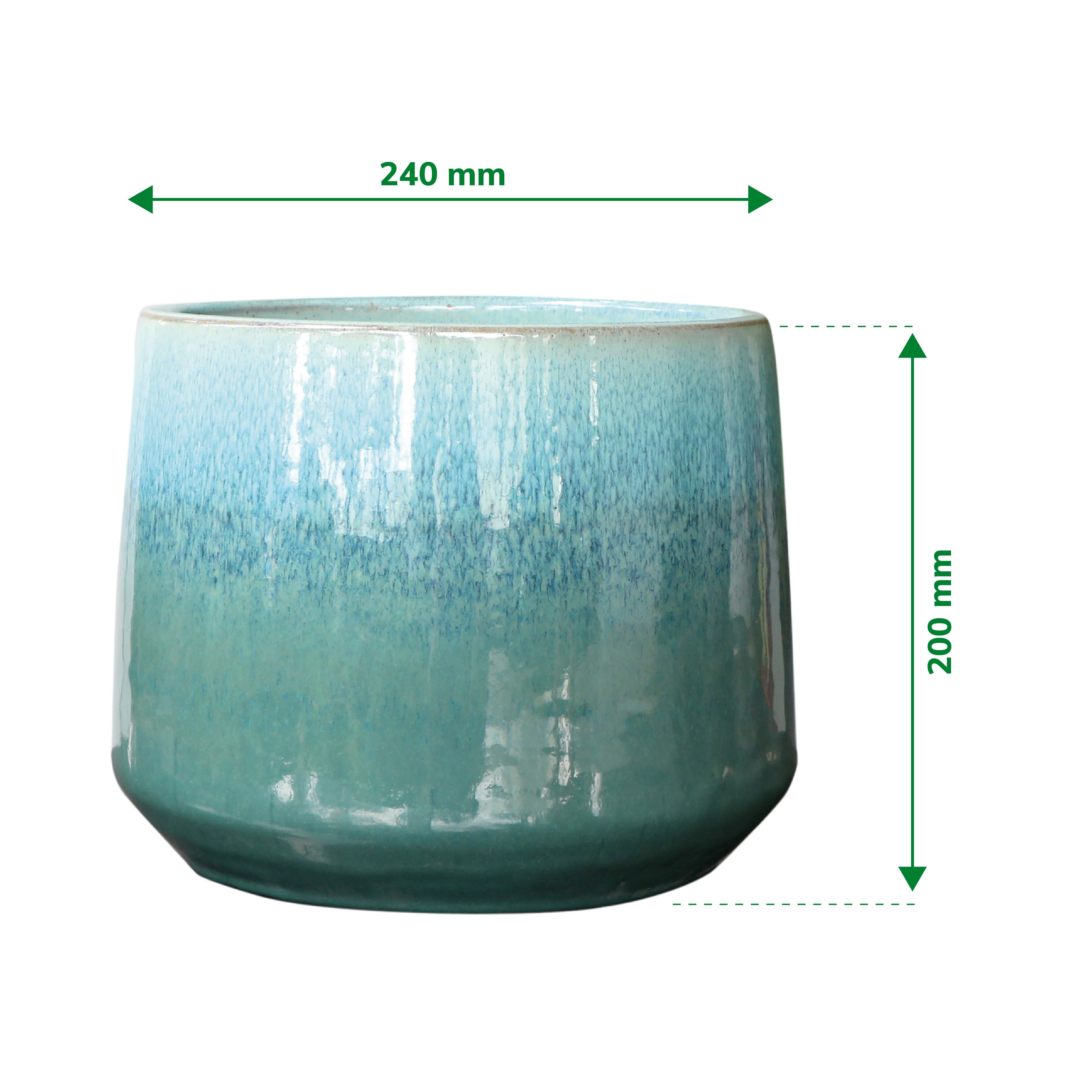 Verve Blue Ombre Blue Ceramic Glazed Plant pot (Dia) 24cm, (H)20cm