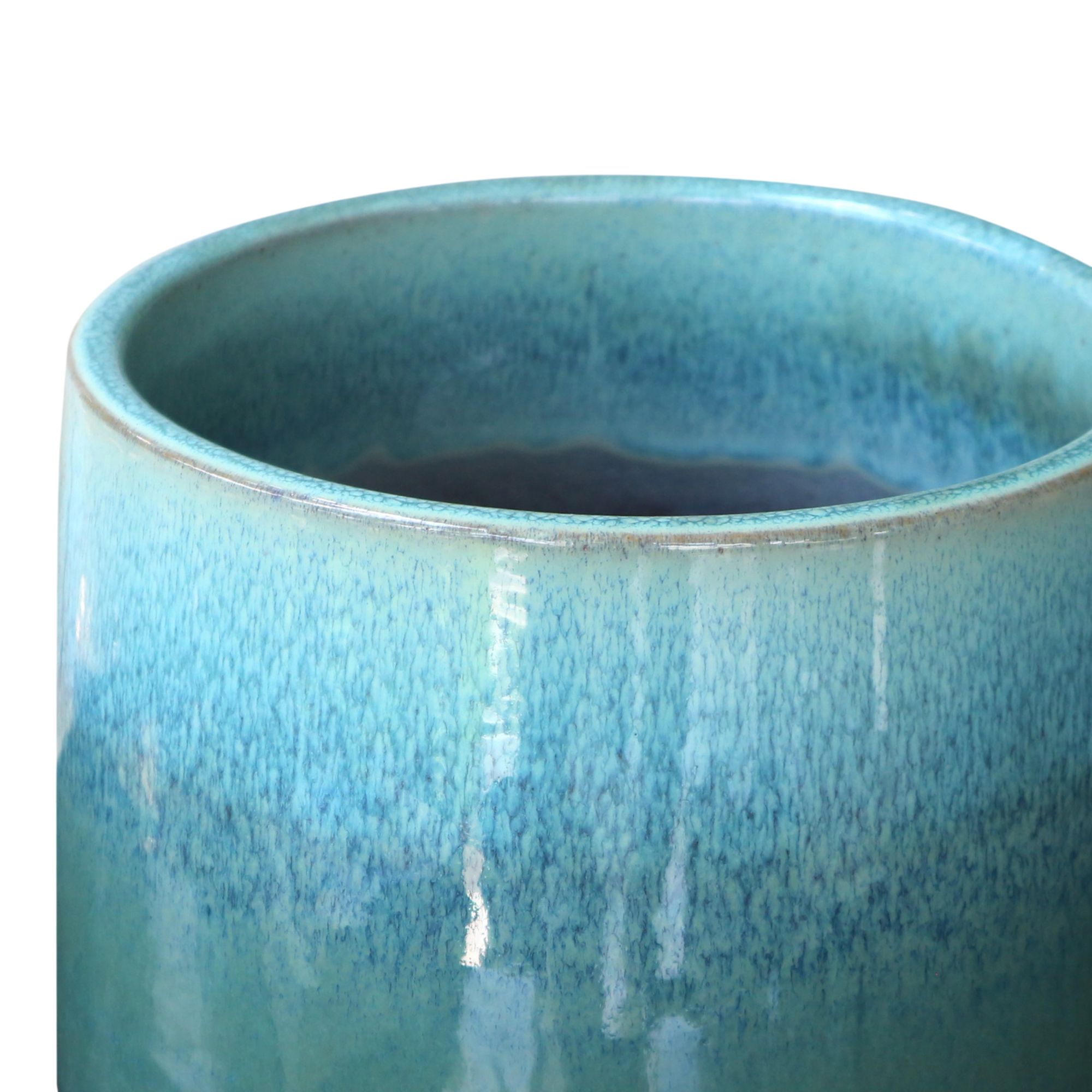 Verve Blue Ombre Blue Ceramic Glazed Plant pot (Dia) 24cm, (H)20cm
