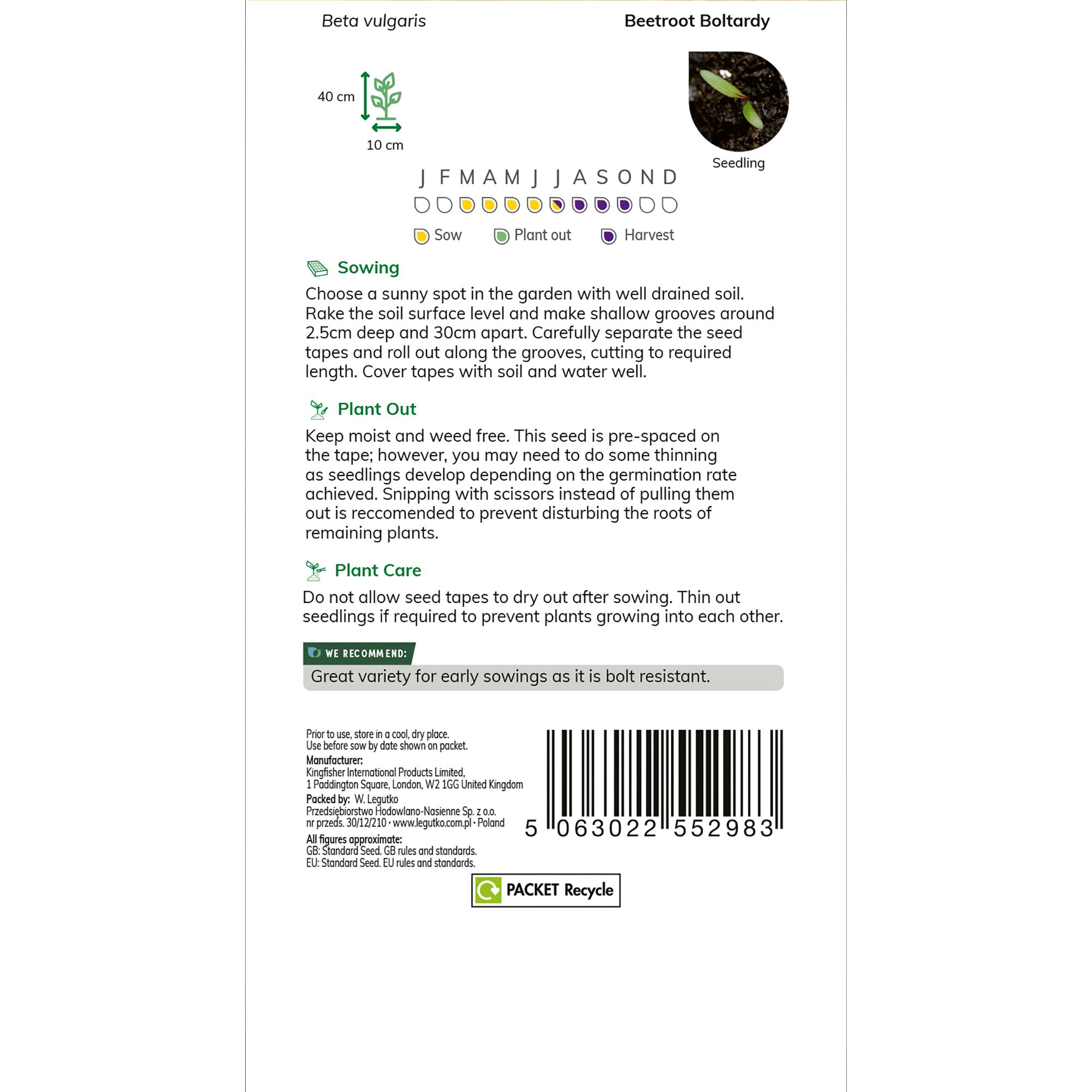 Verve Bolthardy Beetroot Seed tape 6m