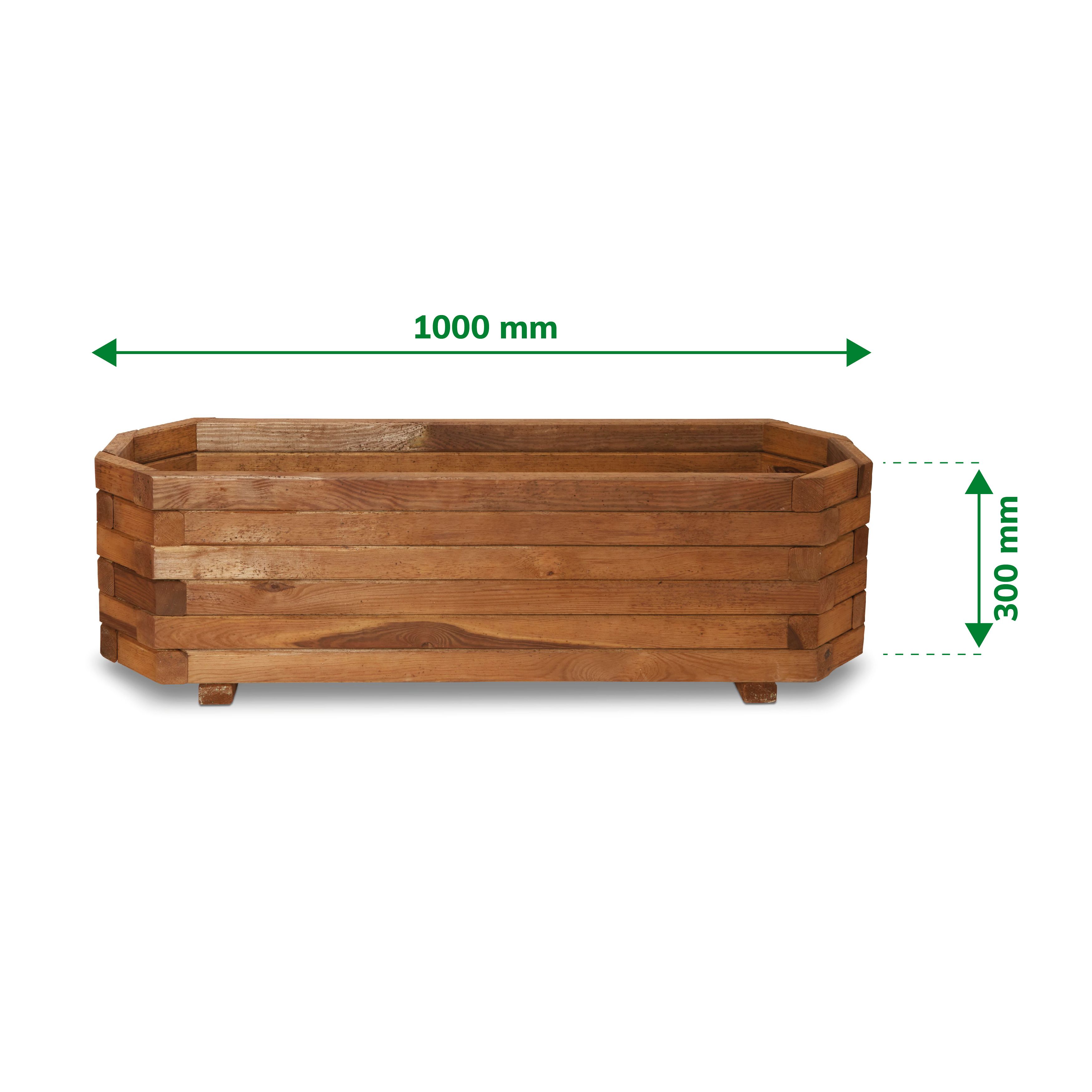 Verve Bopha 180L Brown Wooden Hexagonal Trough (H)30cm (W)19cm (D)58.5cm